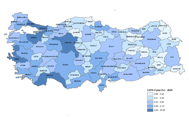 En yüksek pay yüzde 30,1 ile İstanbul’un..