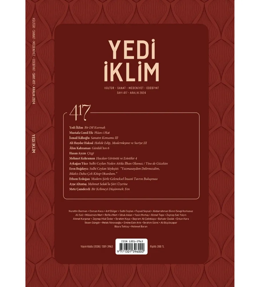 Yedi İklim Dergisi 417. Sayısı Çıktı!